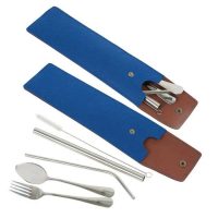 SS Cutlery Set with Straws (Felt Pouch)-1
