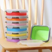 Microwavable Collapsible Lunch Box with Cutlery 0